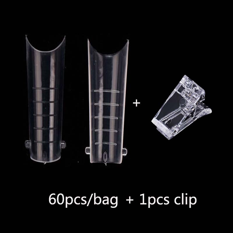 60 stk dual form negle forlængelsesforme til hurtig opbygning af akryl fransk kiste falske negle system nail art tips top form former: 60 stk. i
