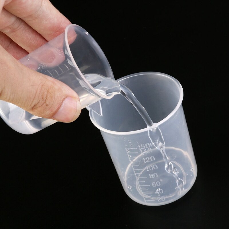 Juego de 4 vasos medidores de plástico de 50ml 150ml 250ml 500ml (transparente)