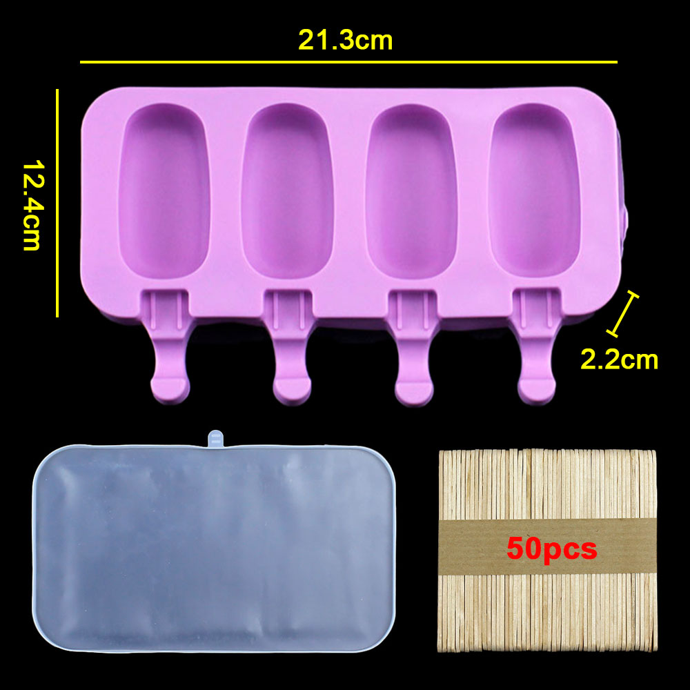 Moldes de silicona para helado DIY, molde para paletas de mano casero, molde para palitos de queso, bandeja de hielo con tapa: Marfíl