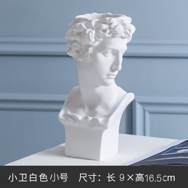 David sculpture plaster head makeup pen rinse birthday Christmas Eve tabletop decoration: Xiaowei. White