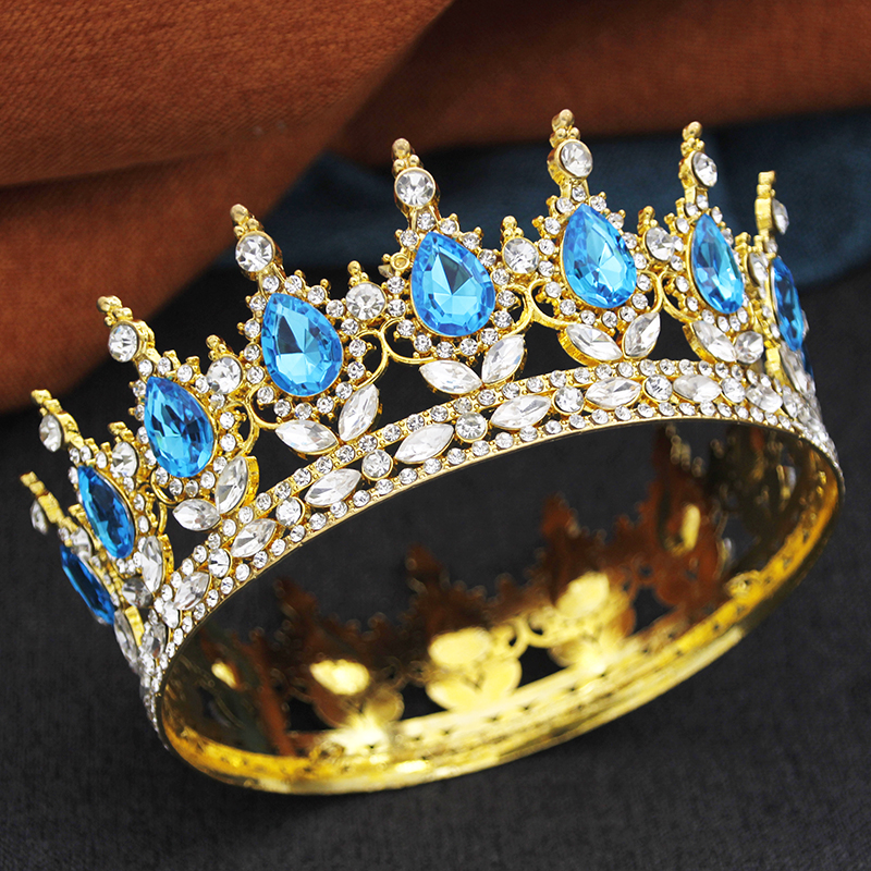 Barokke ronde diadeem koninklijke koningin koning tiara's en kronen feest verjaardag bruids trouwjurk kroon sieraden accessoires: Silver Plated