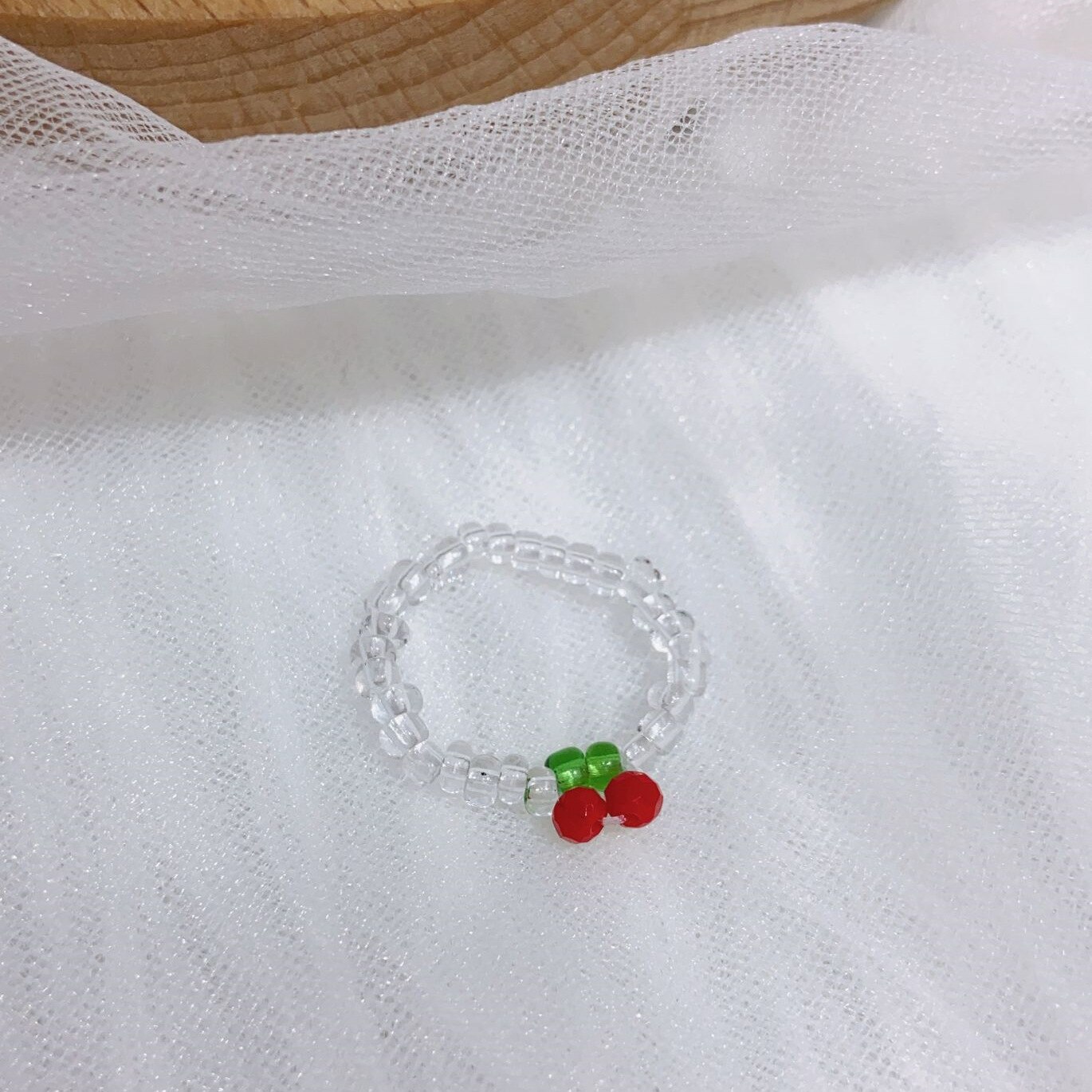 Donarsei zdobione paciorkami w stylu Boho Red Cherry naszyjnik dla kobiet śliczne Handmade owoce małe koraliki Chokers naszyjniki biżuteria Boho: transparent ring