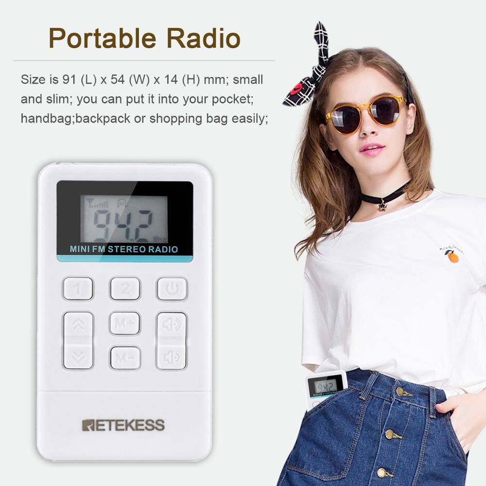 Retekess-radio FM portátil TR612, receptor de Radio de bolsillo con auricular de 3,5mm para reuniones grandes, interpretación simultánea