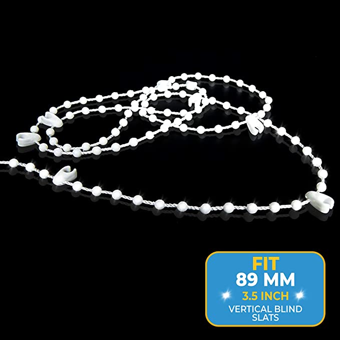 Vertical Blind Bottom Chain for 3.5 Inch/ 89 mm Slats 20 Meter 200 clips