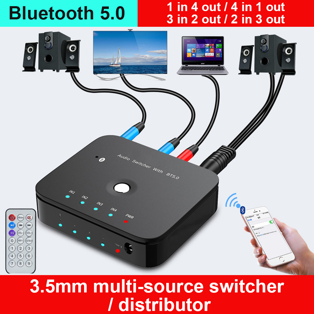 Stereo Sound Audio Switcher Computer Laptop Mobile Phone Tablet Bluetooth-compatible Receiver Multimedia Supplies