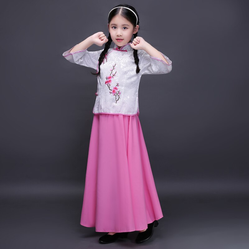 Kostuum Chinese Roze Chinese Volksdans Chinese Traditionele Hanfu Kinderkleding Guzheng Prestaties Kostuum Hanfu