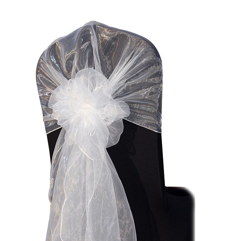 Cinta de Organza para silla, lazos para boda, , decoración de banquete de Navidad, tejido puro de Organza, 65x275 cm, 1 pieza/bolsa: white