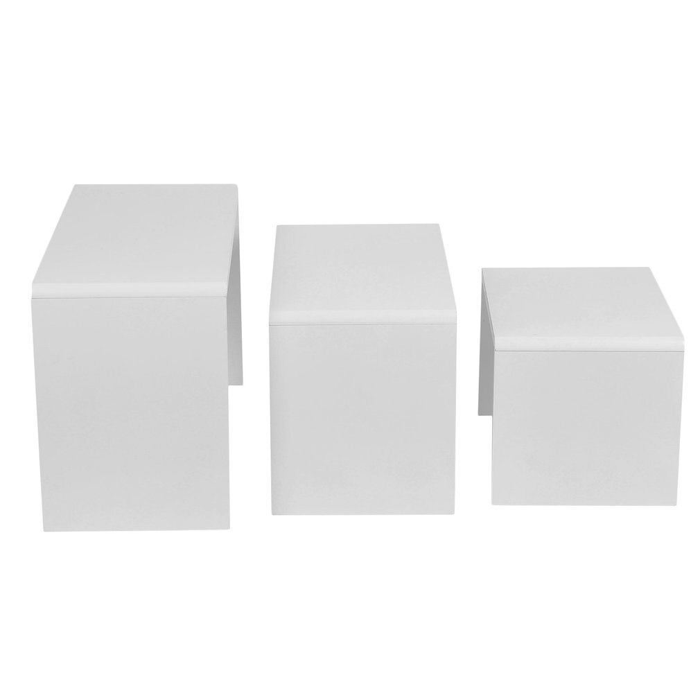 3PCS Modern White High Stability Lacquer Varnish Simplicity Wood Rounded Angle Coffee Tables Side Tables Living Room