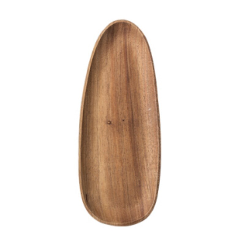 Plato ovalado de madera maciza para fruta, bandeja de té, postre, cena, juego de vajilla: D-29.9X11.7X2cm