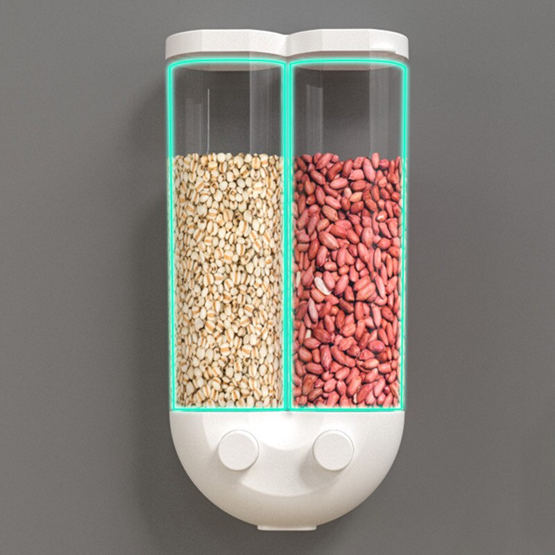 Wall Mounted Press Cereals Dispenser Grain Storage Bottles Box Dry Food Container Organizer Kitchen Accessories Tools