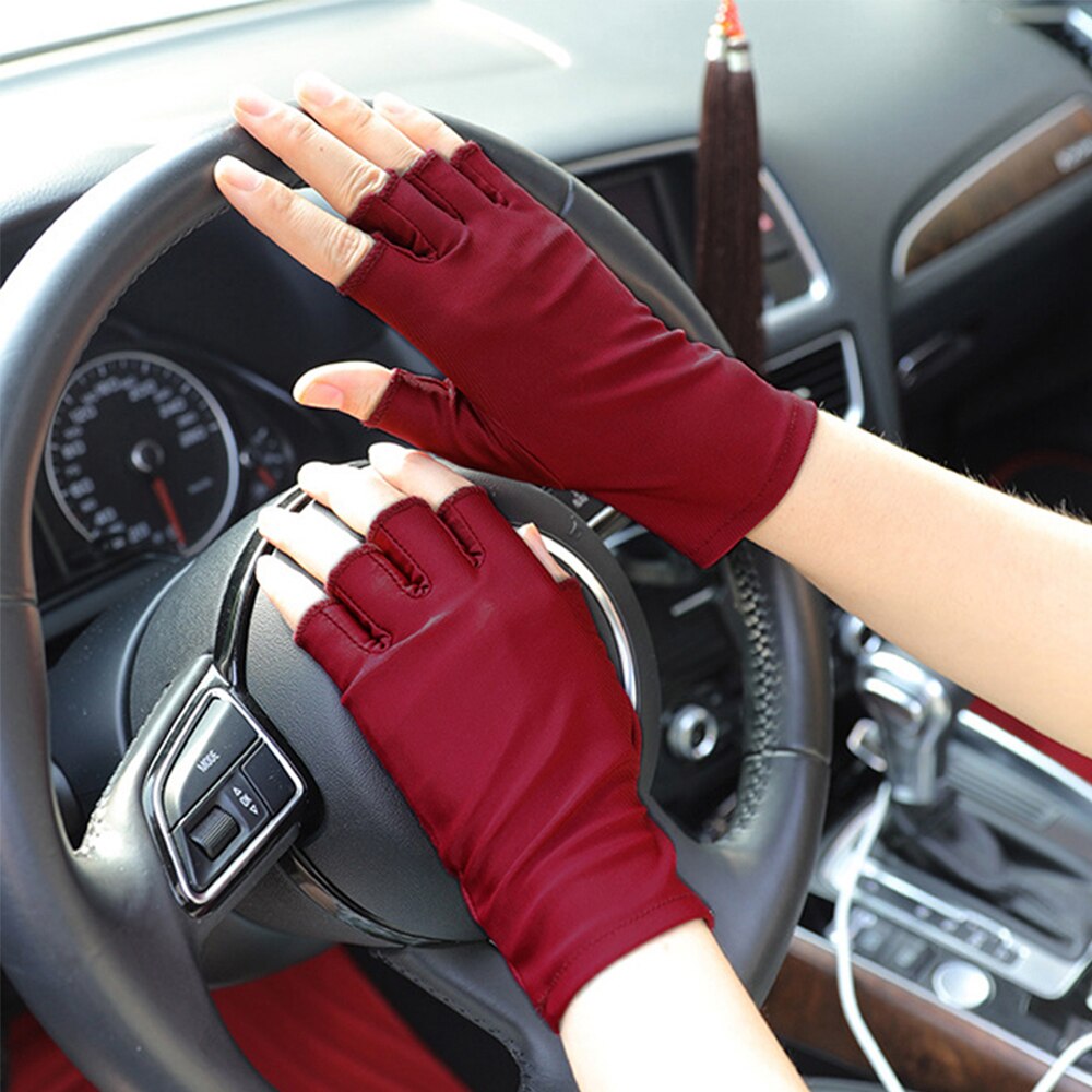 Auto Rijden Handschoenen Anti-Uv Handschoenen Vrouwen Mannen Half Vinger Handschoenen Dunne Zweet Absorptie Ademend Antislip Drive Hand Protector