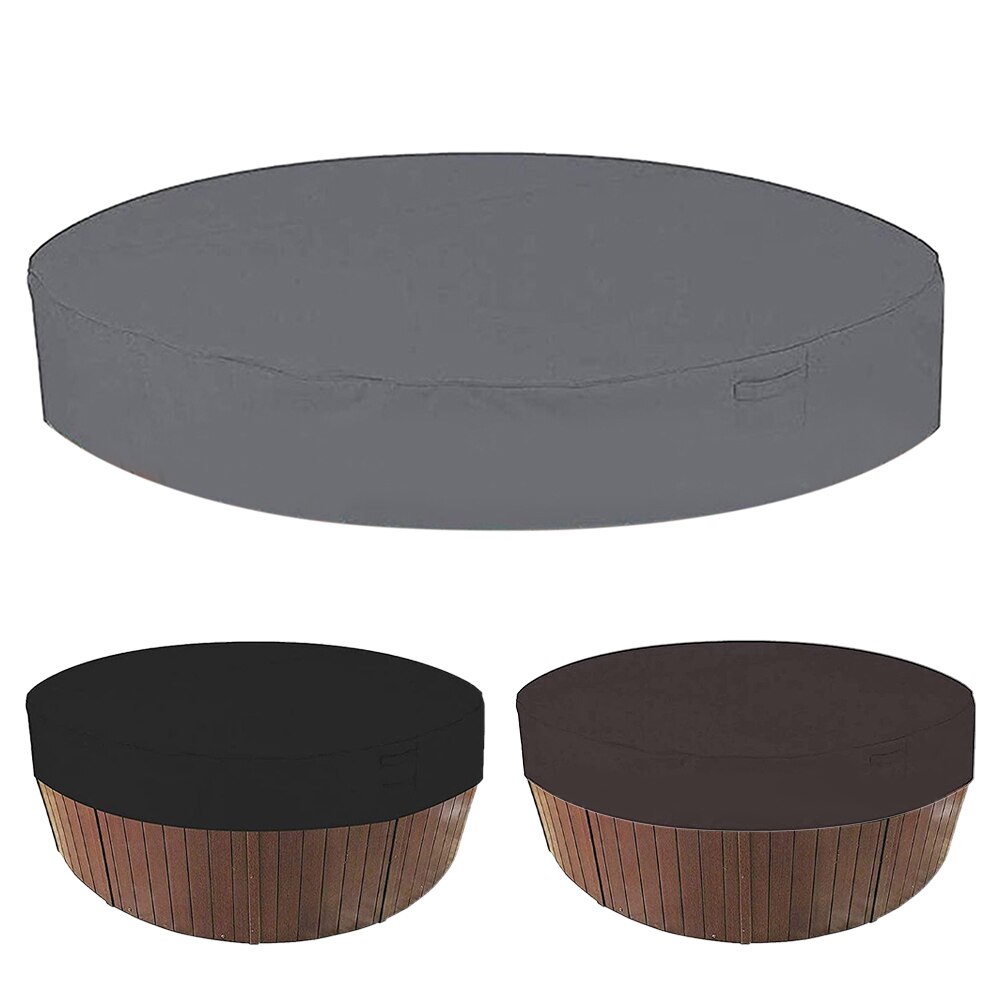 Elastic Bottom Outdoor Spa Protector Solid Tub Cover Shade Round Portable Waterproof Foldable Weather Resistant Anti UV