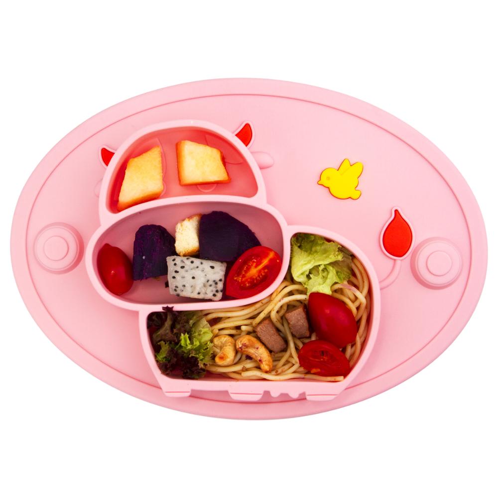 Qshare – assiette en Silicone pour bébé, vaisselle, récipient d&#39;alimentation pour enfants, napperon, plats pour nourrissons, bol d&#39;aspiration