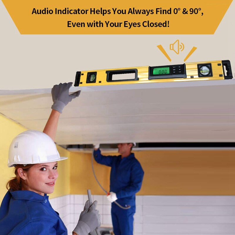 24-Inch Digital Torpedo Level And Protractor Neodymium Magnets Bright Lcd Display Ip54 Dust/Water Resistant Smart Level CNIM
