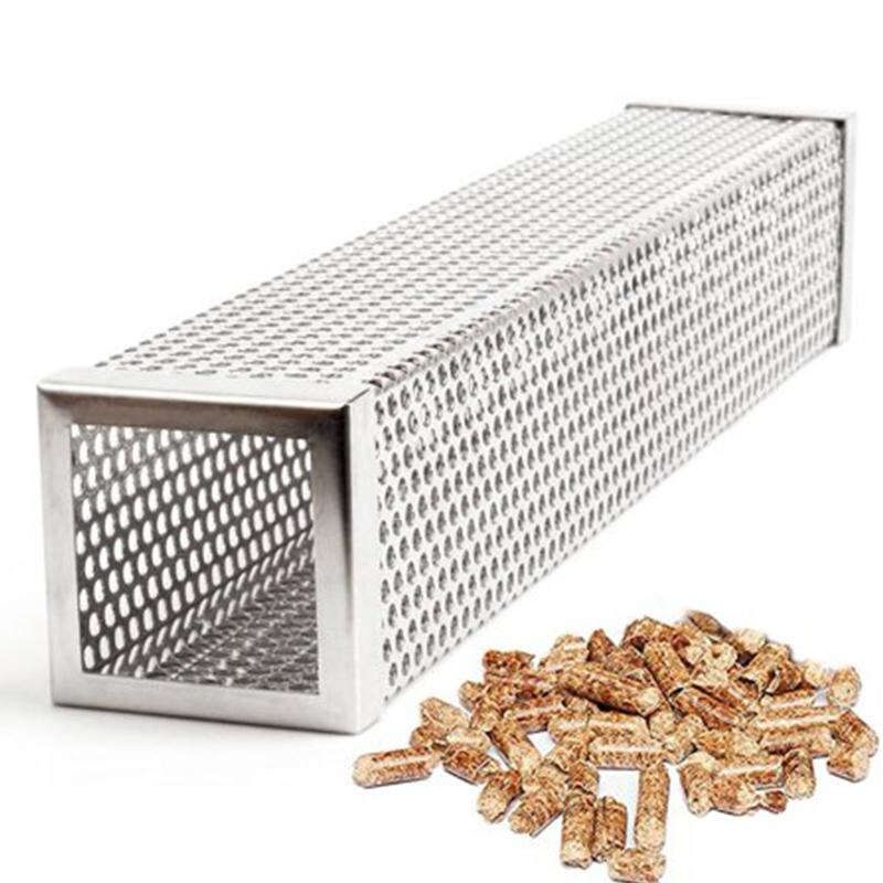 Square 6/12 inches BBQ Wood Pellet Smoker Tube Stainless Steel Smoke Generator Mesh Pipe for Grill or Cold Smoking