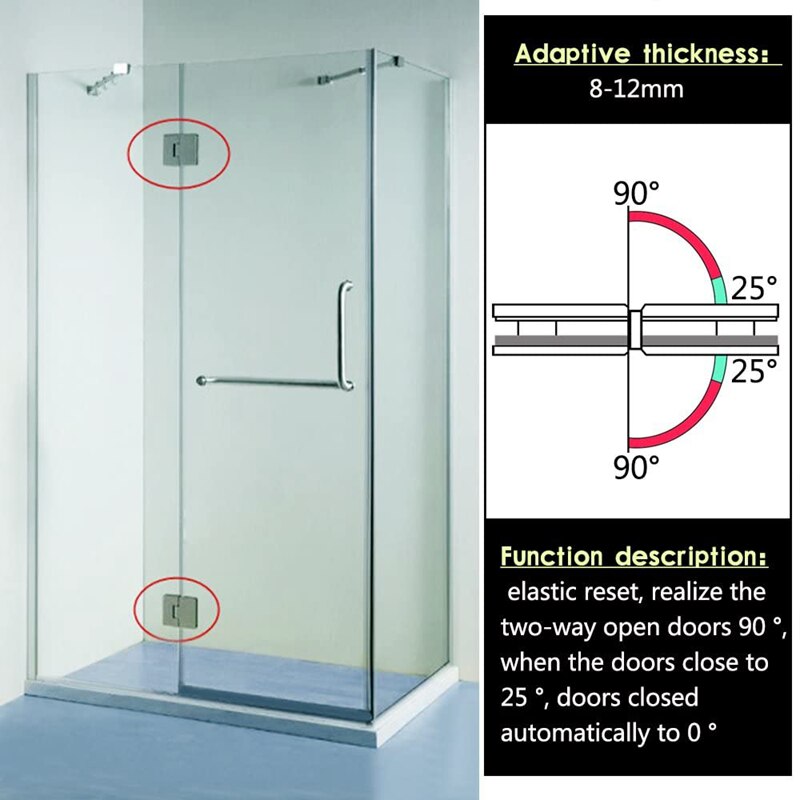 2 Stuks Heavy Duty 180 Graden Glazen Deur Kast Showcase Kast Klem Glas Douche Deuren Scharnier Vervangende Onderdelen