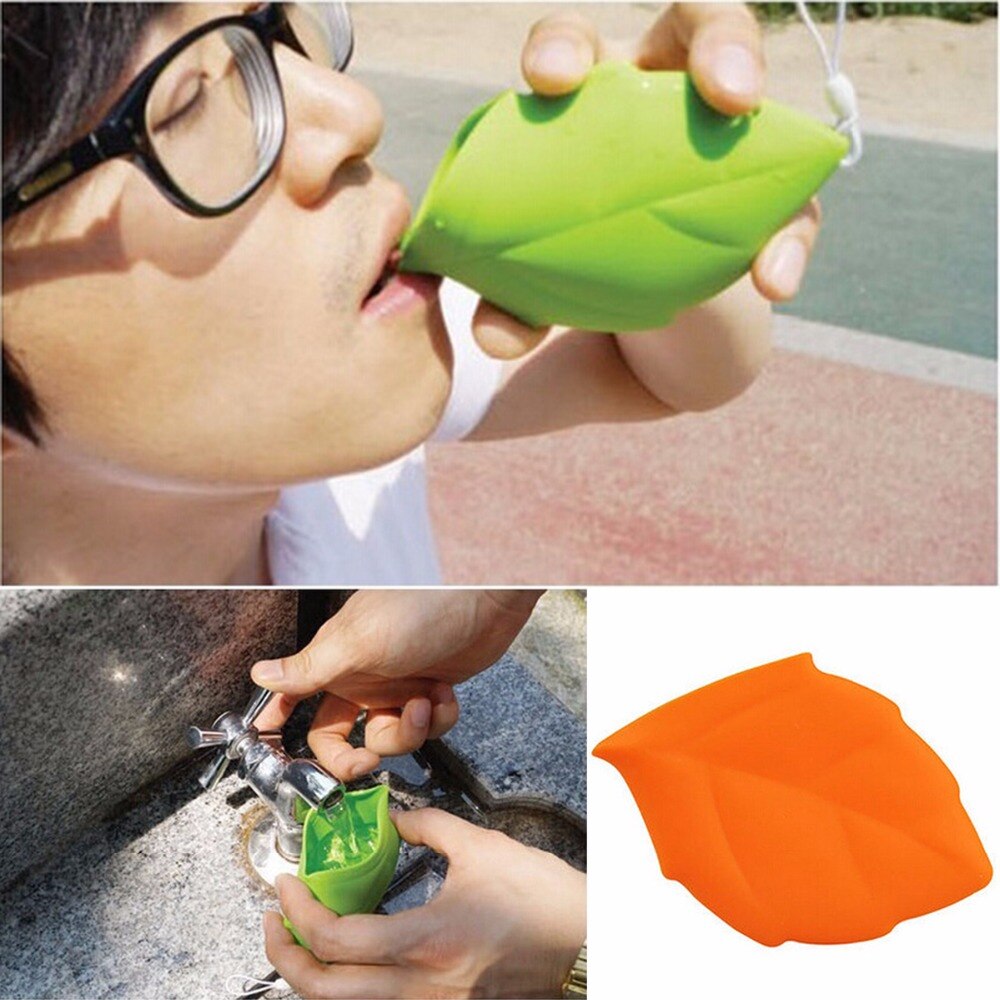 2 Stks/set Draagbare Reizen Outdoor Blad Vormige Water Flessen Bekerhouder Drinken Bag Silicone Drinken Borstelen Wassen Tool