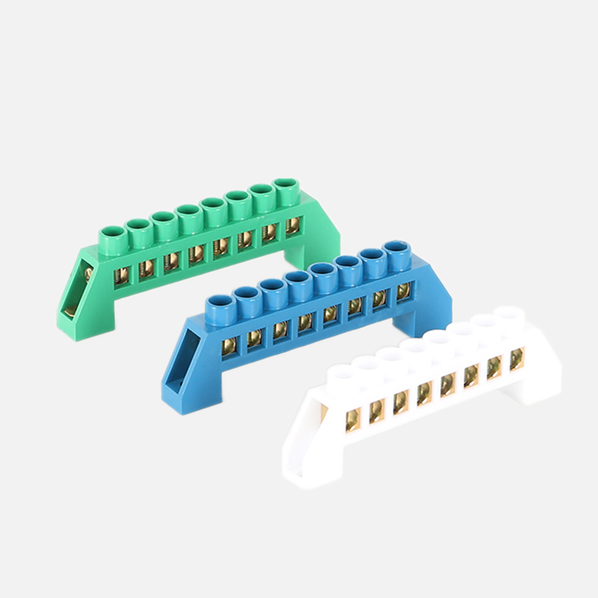 Blue White Green Zero Line 4Pin 6Pin 8Pin 10PiN 12PiN Brass Screw Grounding Bridge Terminal Block Connector Earth And Neutral
