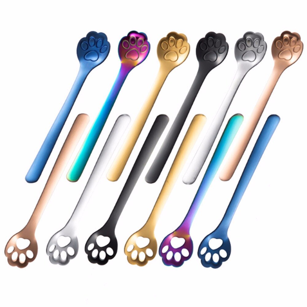 Goud Kat Klauw Mini Creatieve Koffie Roestvrij Stalen Lepel Dessert Snoep Thee Lepel Drinken Servies Keuken Gadget