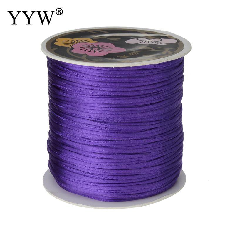 70 m/PC 1mm bobine de Nylon mélange couleur noir chinois Satin soie noeud macramé cordon perles européen tressé fil: purple