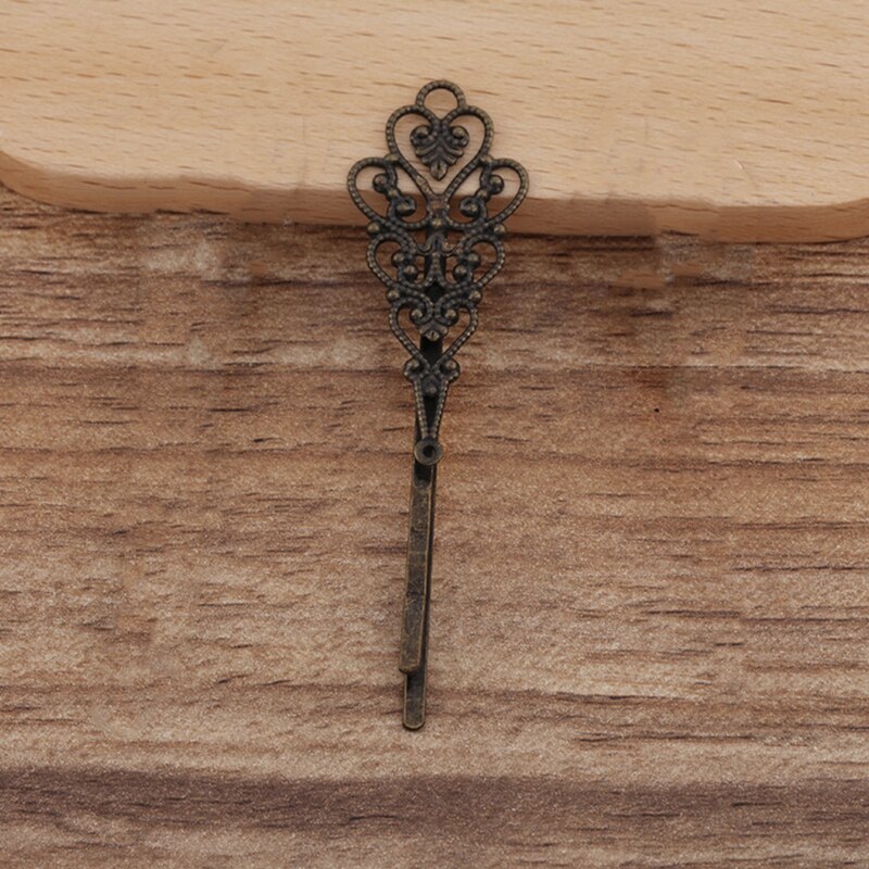 10Pcs Brons Vintage Bloem Spacer Alligator Haar Clips Bobby Pins Haarspelden Haarspeldjes Accessoires Voor Vrouwen Meisjes: Antique Bronze