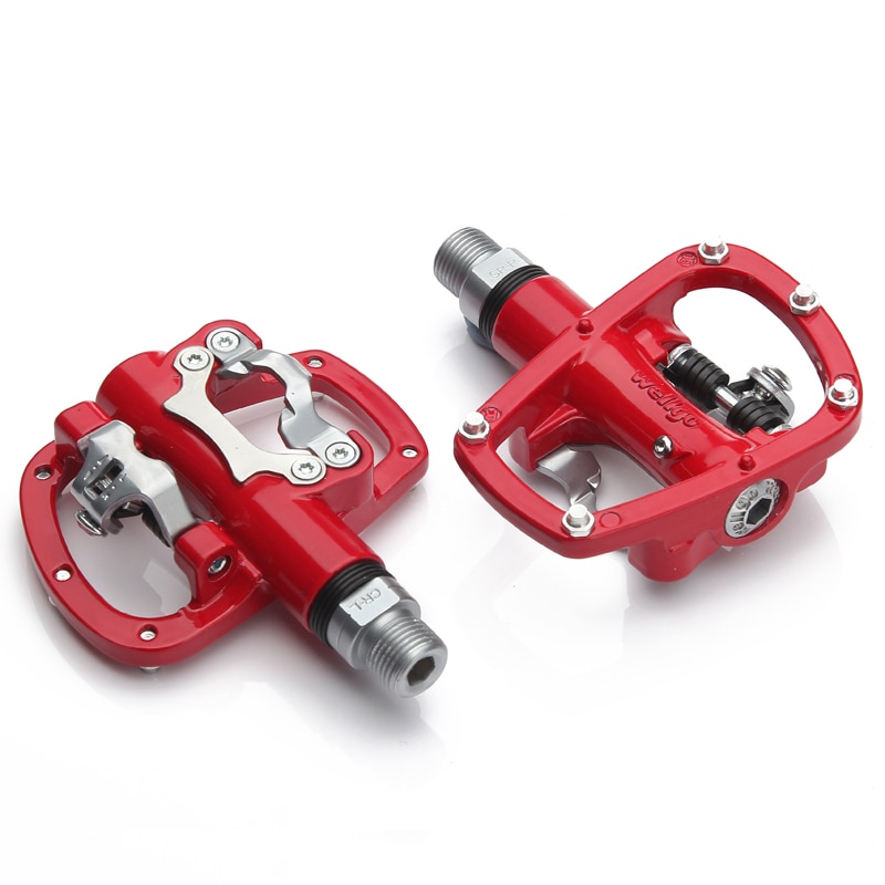 Wellgo R120B MTB Mountain road Bike Clipless Pedals With Cleats SPD Compatible Bicycle Aluminum alloy self-locking pedal