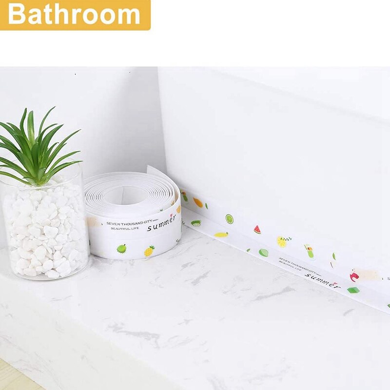 2PCS Caulk Strip PVC Self Adhesive Waterproof Caulking Sealing Tape Caulking Tape for Kitchen Sink Toilet and Bathtub