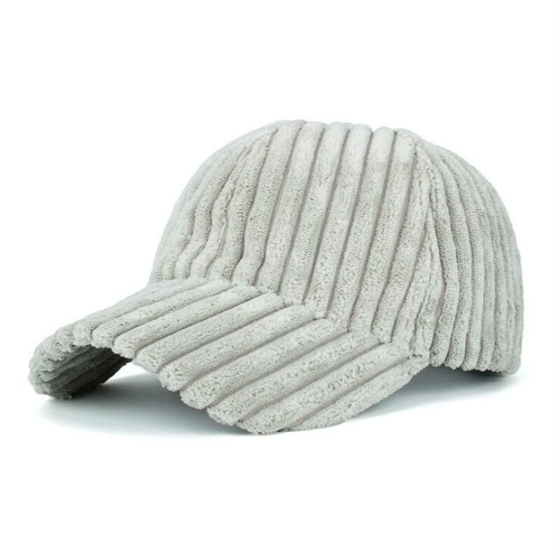 Warm Corduroy Winter Baseball Cap Outdoor Sport Blank Dikker Snapback Hoed Casual Plain Streep Trucker Hoed Bone: Grijs