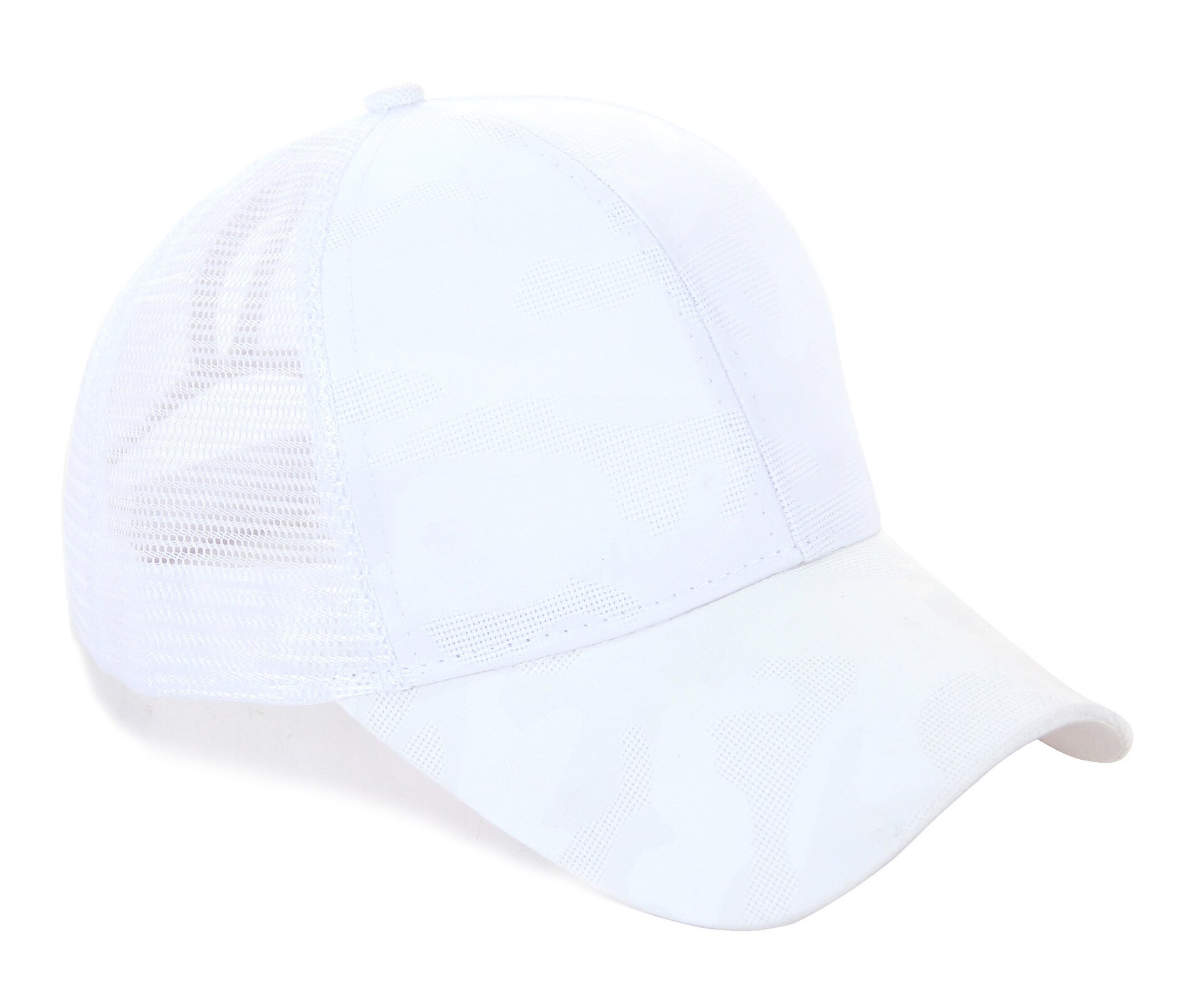 Mærke stil kvinder hestehale kasket rodet boller hestehue solid afslappet justerbar mesh baseball hat: Hvid