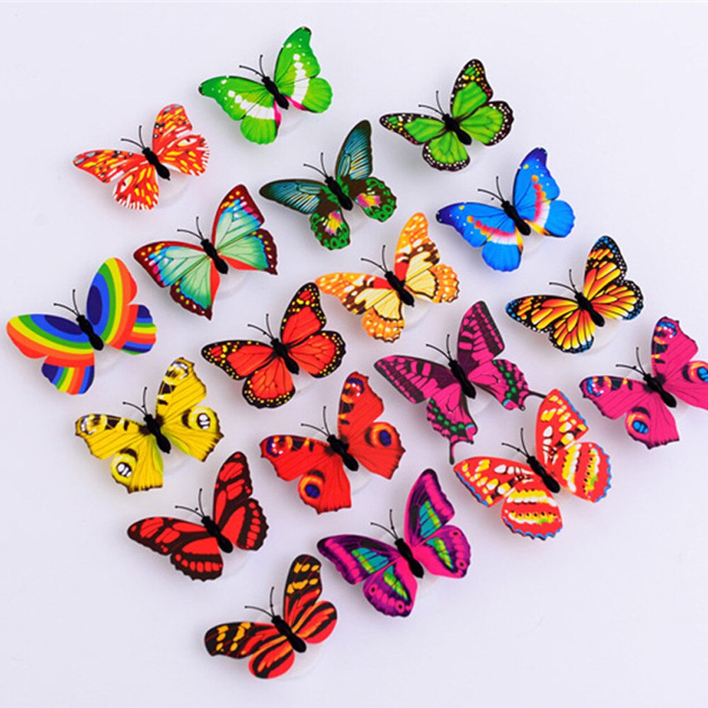 LED 3D Butterfly Wall Stickers Night Lights Lamp Glowing Wall Decals Stickers Home Room Decoration Cute Butterfly Wallpaper: Default Title