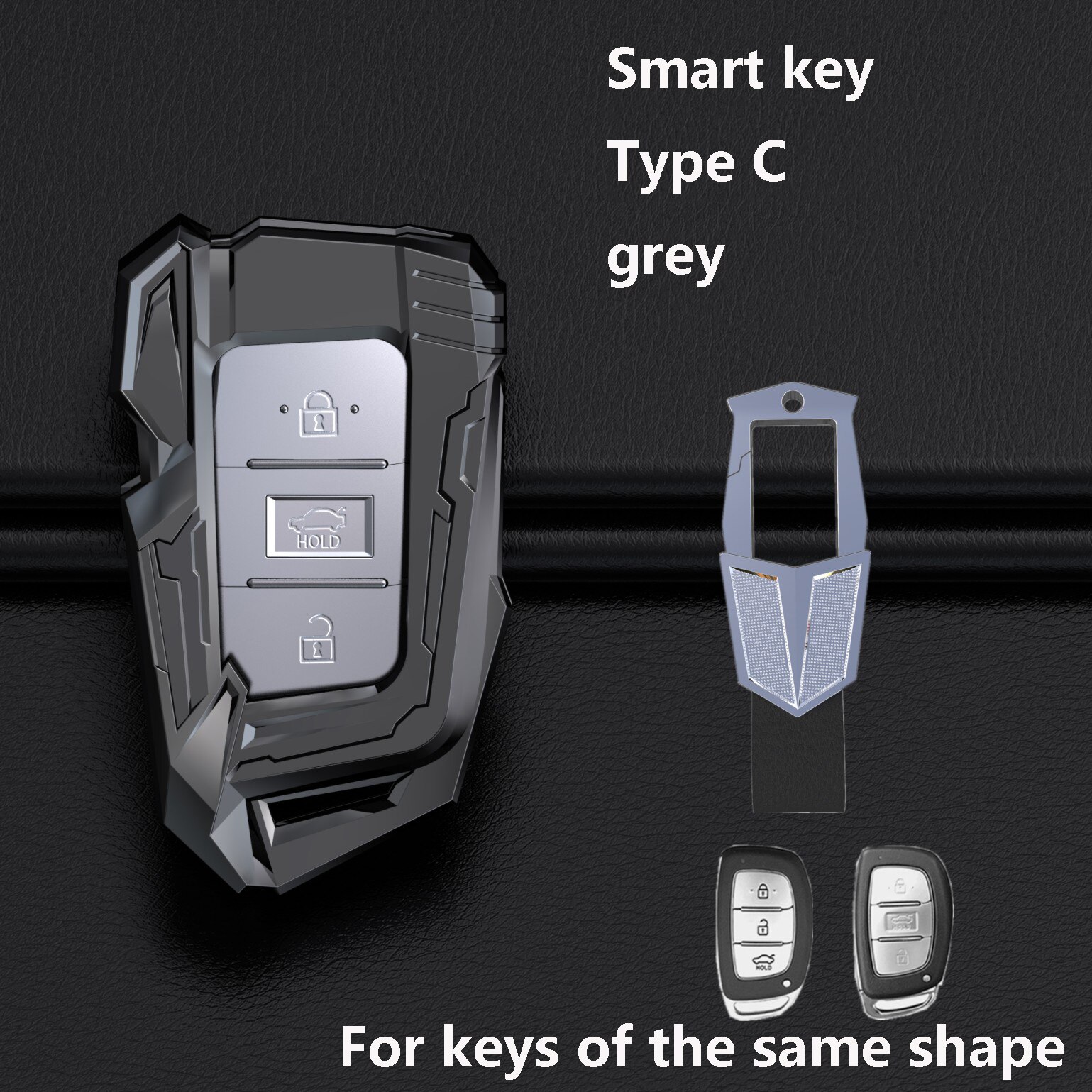 Carcasa para llave de coche carcasa para mando a distancia para Hyundai ix35 iX45 ix20 iX25 i10 i20 i30 i40 HB20 Sonata Verna Solaris Elantra Accent TUCSON: Type C-grey-Metal