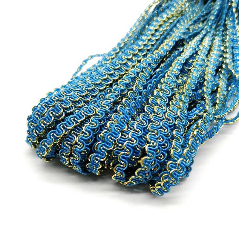 Cinta de encaje ondulado de línea dorada y plateada, 5 yardas, 6mm, vestido de actuación en escenario, disfraz, adornos hechos a mano, accesorios para de boda # Ro: Opaco