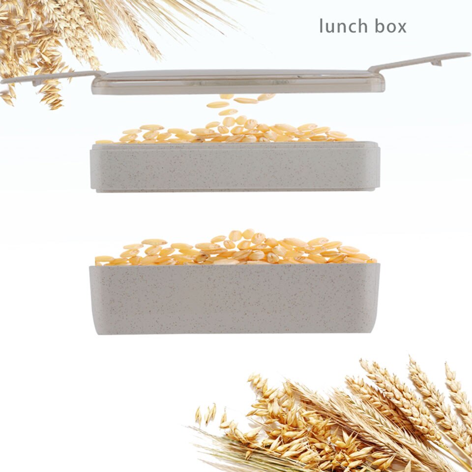 750ml 2 Layers Eco-Friendly Lunch Box Wheat Straw Material Bento Box Microwavable Dinnerware Lunchbox Leakproof Food Container