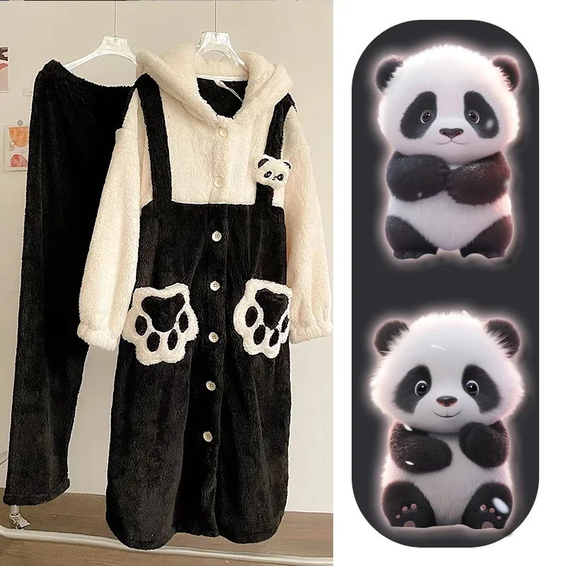 Robe de pyjama de dessin animé pour femme, vêtements d'intérieur chauds confortables, vêtements de détente, vêtements de nuit, c