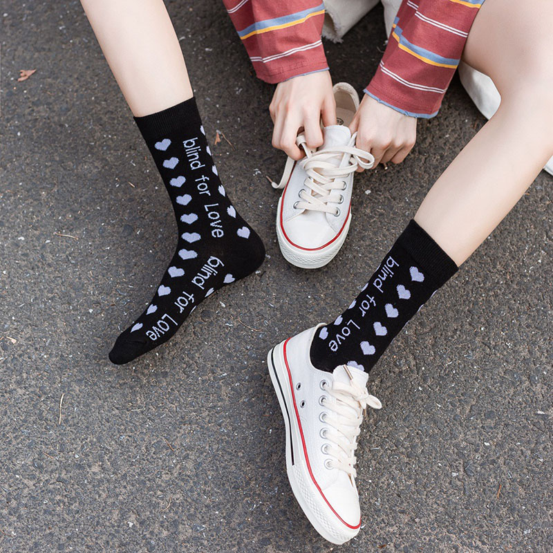 Socks Children&#39;s Tube Socks Love Jacquard Female Socks Cute Girl Cotton Socks Spring And Autumn Trend Women Socks Korean
