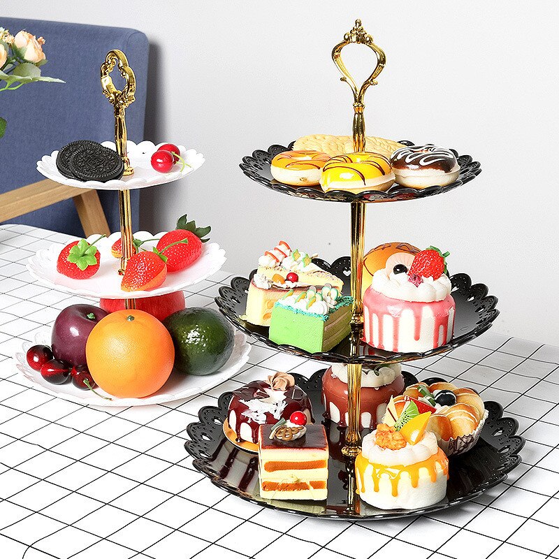 3 Tier PP multi-layer Taart Plaat Stand Bruiloft Verjaardag Party Dessert Fruit Lade Keuken Accessoires Kerstversiering