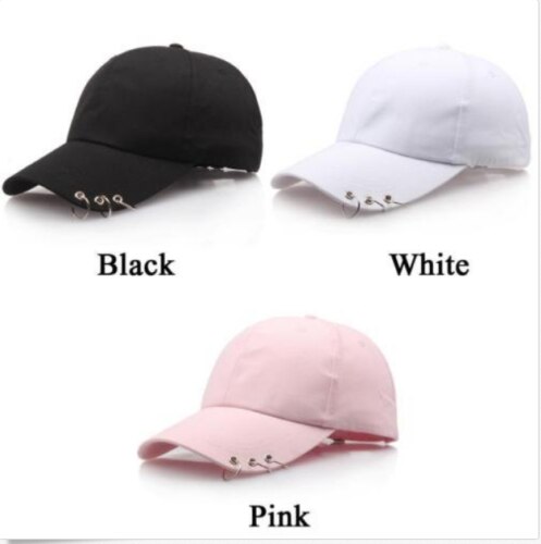 Heren dames hoed jongens ring baseball pet verstelbaar sport casual zwart wit roze
