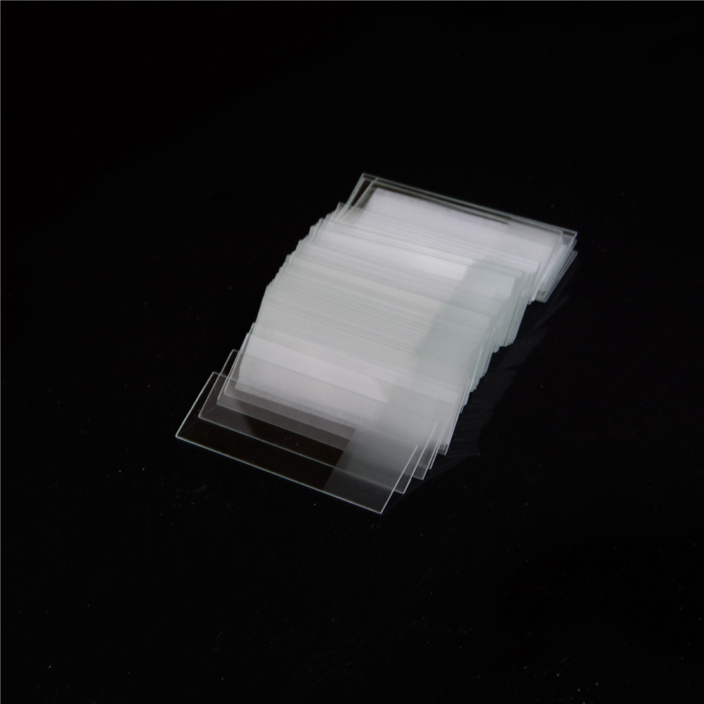 50pc Clear Glass Educational Microscope Slides School Lab Specimen With English Label Slide