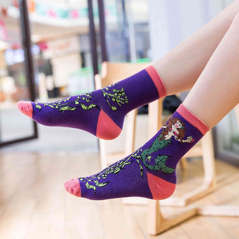 Leopard sommerfugl plettet hund tegneserie dyr dame ren bomuld tube sokker street sports sokker hip hop skateboard sokker