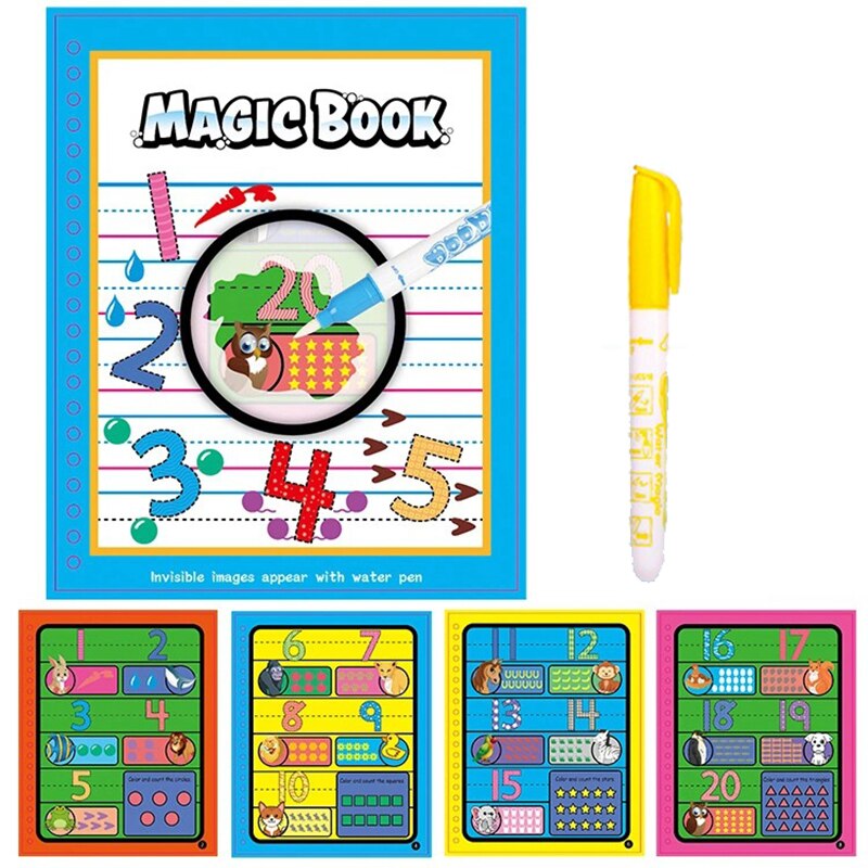 Animal Zoo Princess Magic Water Drawing Book Colorling Mermaid Cartoon Doodle Magic Pen tavolo da disegno giocattoli bambini regali per bambini: Numbers