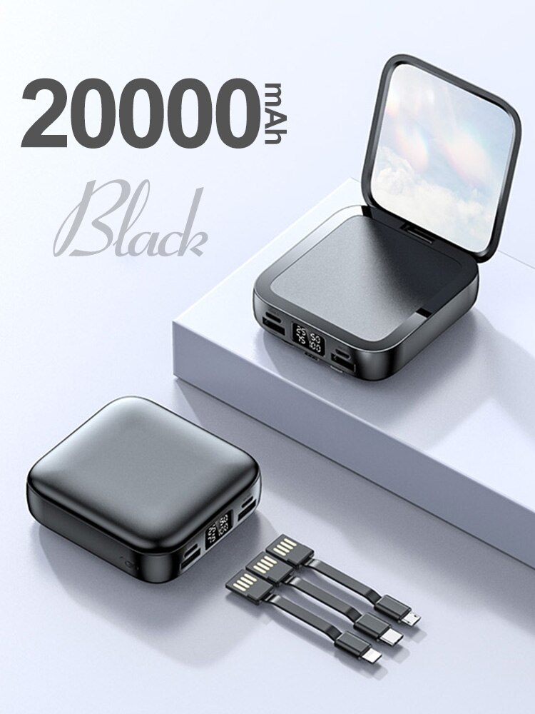 Mini Power Bank 20000Mah Powerbank Draagbare Power Bank Iphone12 13 Externe Batterij Snel Opladen Draagbare Batterij: Black-20000mAh
