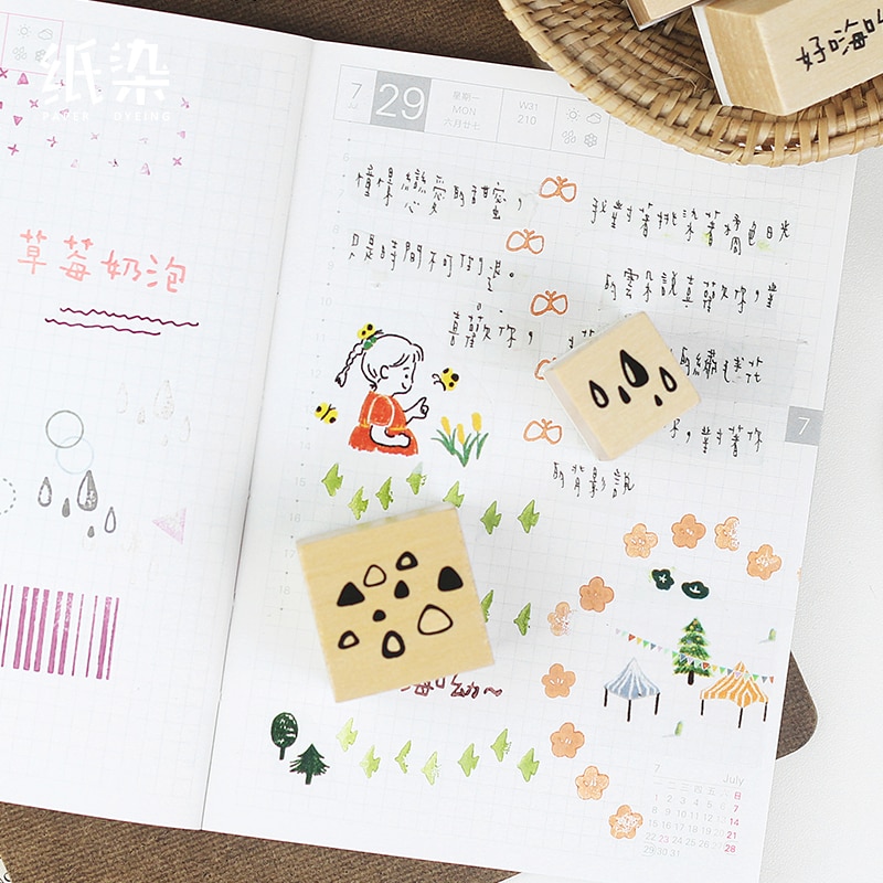 1 Set Basic shapes Dots Triangle stamp DIY wooden rubber stamps for scrapbooking stationery scrapbooking standard stamp