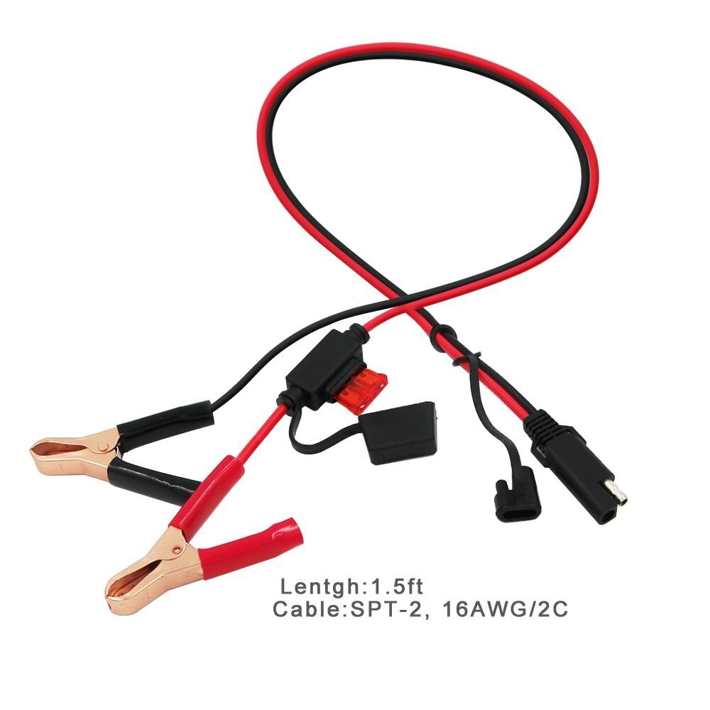 Batterij Alligator Clip SAE Connector 16 Gauge 2 Pin Cord Quick Disconnect Kabel SAE naar Batterij Klem Kabel 7.5A zekering