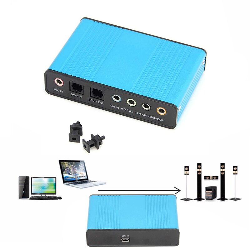 External USB 5.1 o Sound Card Optical Fiber Laptop PC Sound Card S/PDIF for HTPC Home Theatre Video Game