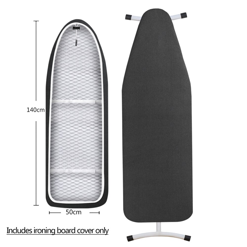 Ironing Board Cover Scorch Resistant, Cotton Cloth Ironing Cover with Padding Heat Reflective Heavy Duty Pad 140x50cm: 140x50-Black