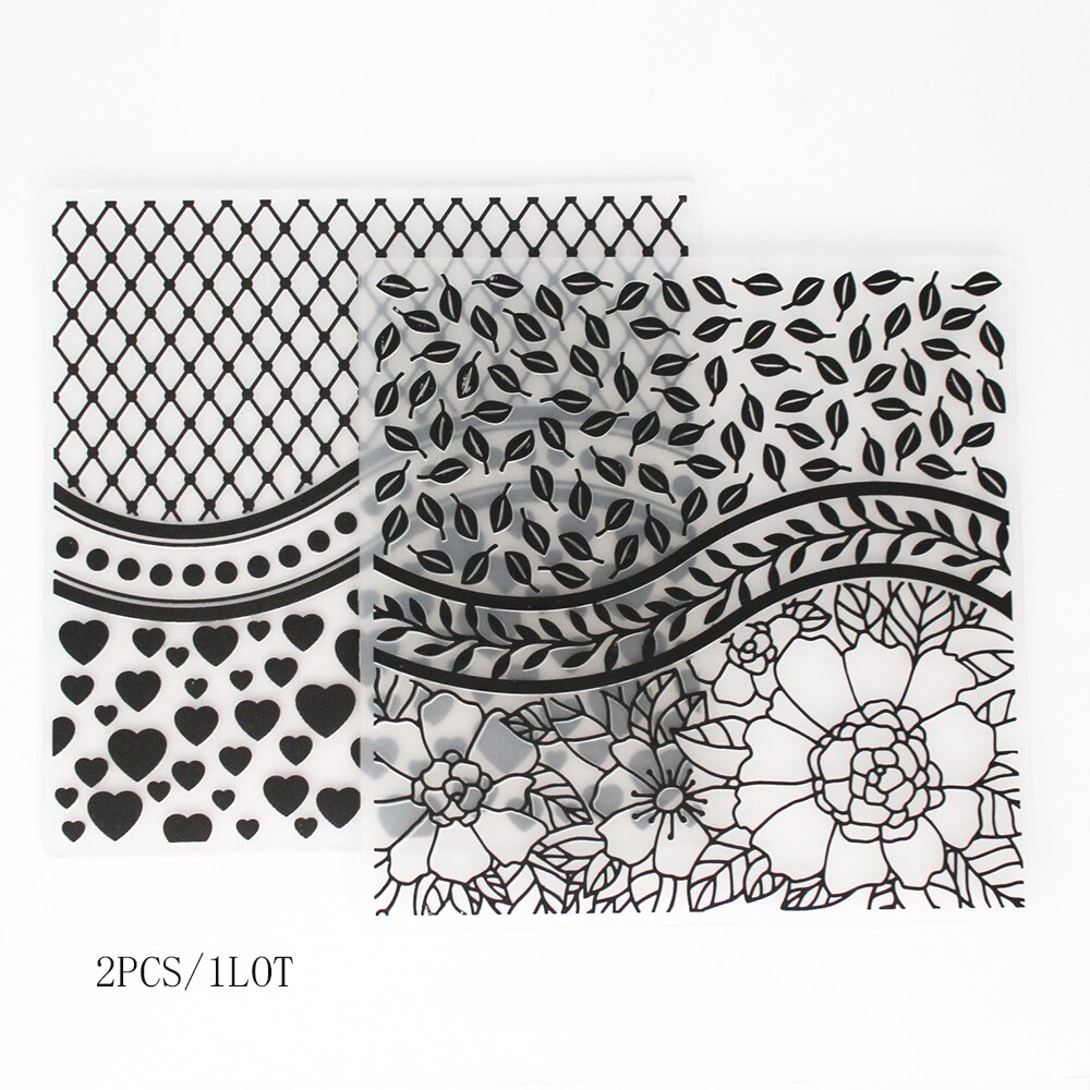 2pcs leaf grid Love sweet Concave-convex plastic embossing template paper cutting die DIY scrapbook photo album greeting: 2891