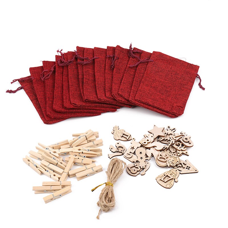 24 stuks/set adventskalender om te vullen jute tas knutselset stoffen tas diy festivaltassen voor kerstmis adventskalender stof