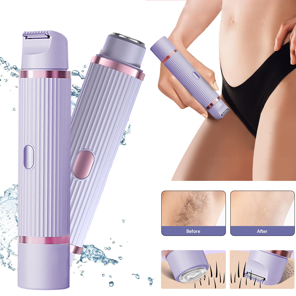 Bartrasierer für Frauen, Bikini, Unterarm, weiblicher Trimmer, wasserdicht, Haarentfernung, Epilierer, Elektrorasierer, 2-in-1-Gesichtsrasierer für Damen