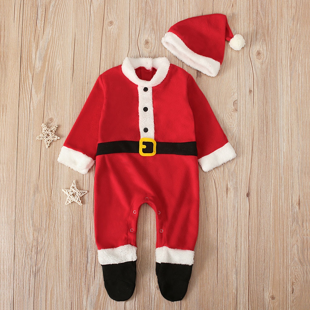 Weihnachten Santa Neue Geboren Baby Kleidung Jungen Langarm Baumwolle Strampler Weihnachten Hut Kleinkind Jungen Casual Weihnachten Overall Hause Pyjamas