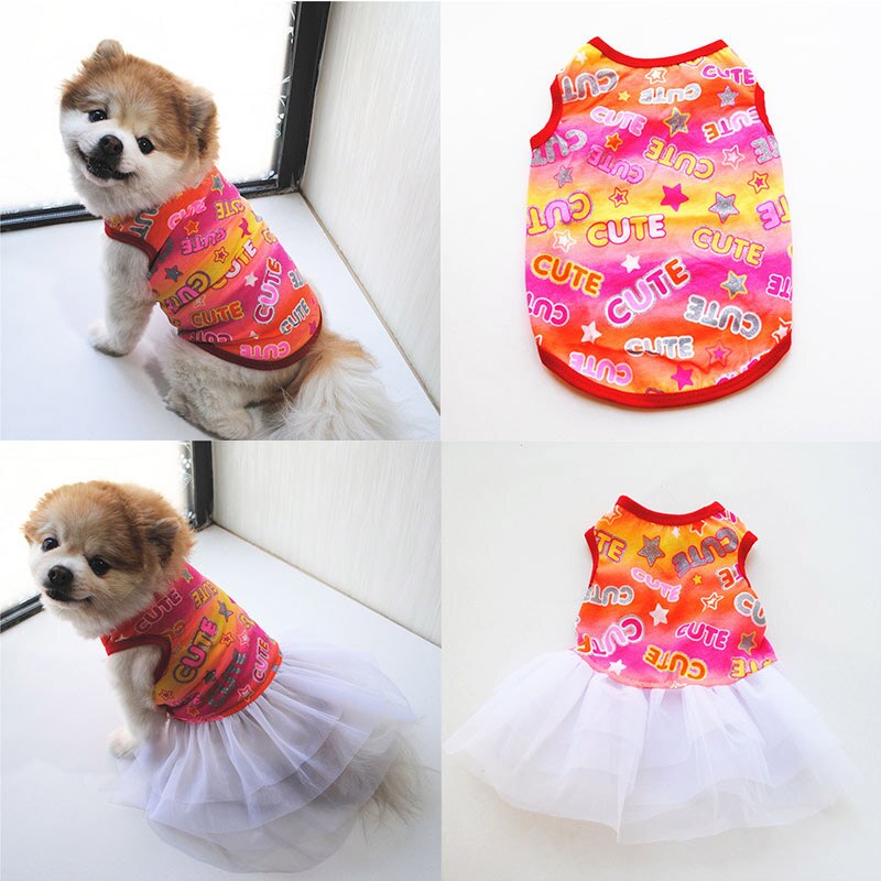 Brev trykt sommer hund kjole kæledyr hund tøj til lille hund bryllup kjole nederdel hvalp tøj forår bomuld kæledyr tøj xs-l